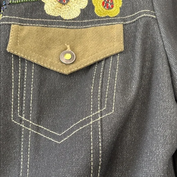 Vintage Stunning Conrad C Set NWOT Denim Embroidered Jacket/Pants size 12. - Picture 7 of 14